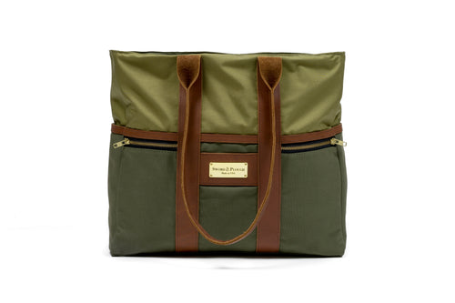 Green Signature Zip Top Tote Bag