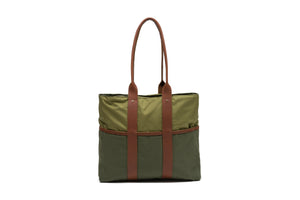 Green Signature Zip Top Tote Bag