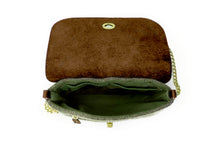 Grey Wool Crossbody Bag - Brown Leather