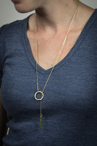 Jewelry - Brass Bar + Circle Necklace